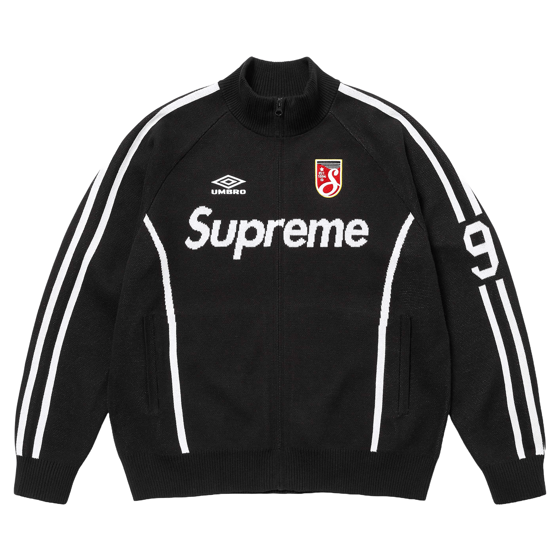 Supreme x Umbro Zip-Up Sweatshirt 'Black' — XXS — Front View
