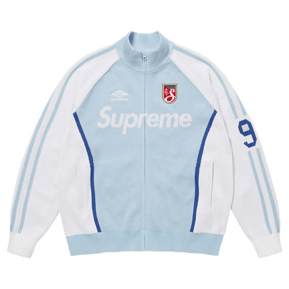 Supreme x Umbro Zip-Up Sweatshirt 'Light Blue' — XXS — Front View