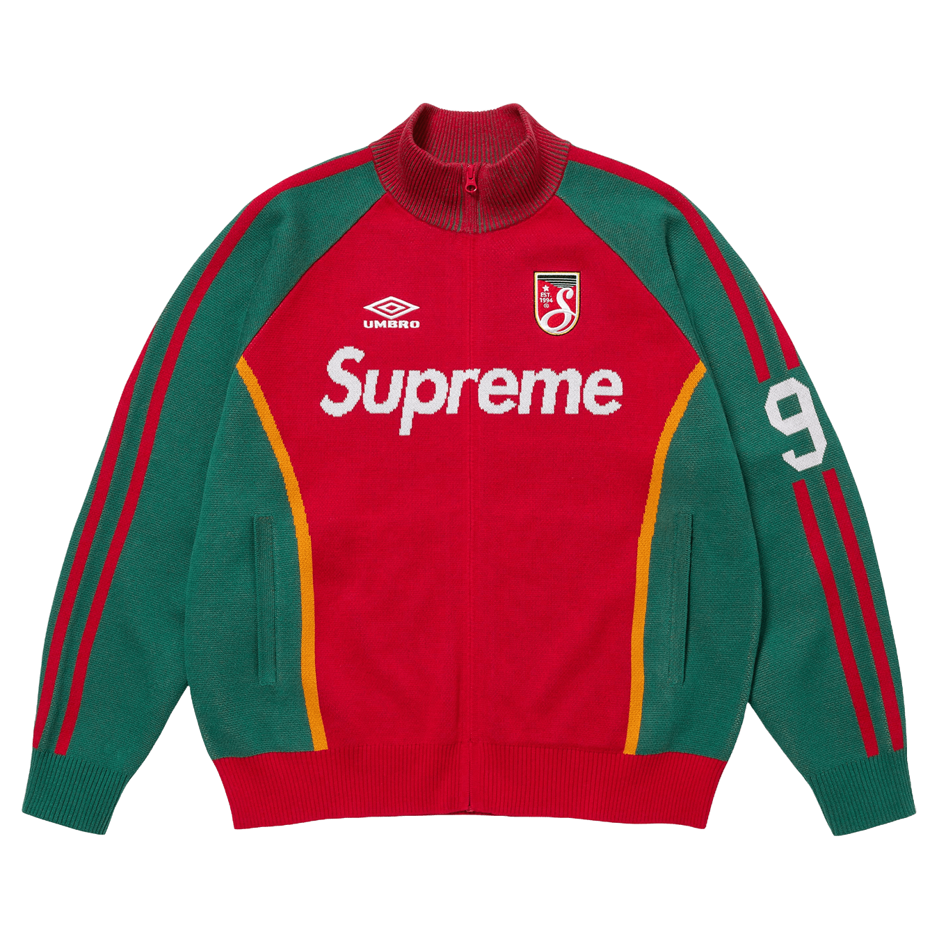 Supreme x Umbro Zip-Up Sweatshirt 'Red' — XXS — Front View