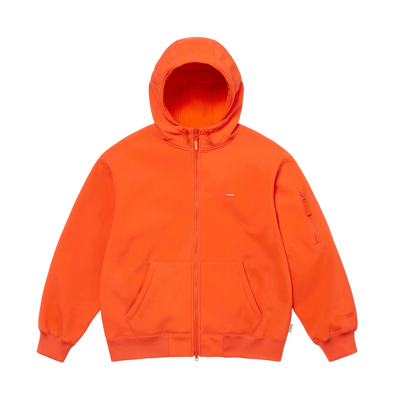 Supreme Windstopper Zip Up Hooded Sweatshirt 'Orange' — XXS — Front View