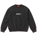 Supreme Washed Box Logo Crewneck 'Black' (SS25) — XXS — Front View