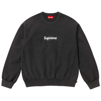 Supreme Washed Box Logo Crewneck 'Black' (SS25) — XXS — Front View
