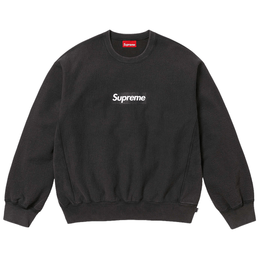 Supreme Washed Box Logo Crewneck 'Black' (SS25) — XXS — Front View