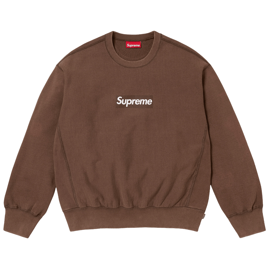 Supreme Washed Box Logo Crewneck 'Brown' (SS25) — XXS — Front View