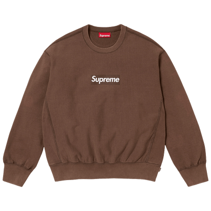 Supreme Washed Box Logo Crewneck 'Brown' (SS25) — XXS — Front View