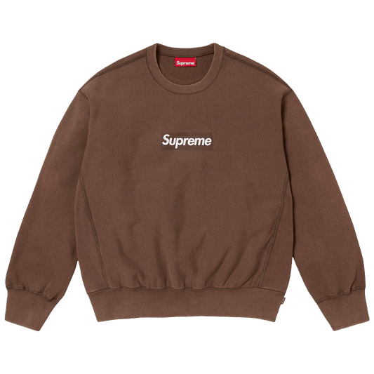 Supreme Washed Box Logo Crewneck 'Brown' (SS25) — XXS — Front View