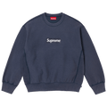 Supreme Washed Box Logo Crewneck 'Navy' (SS25) — XXS — Front View