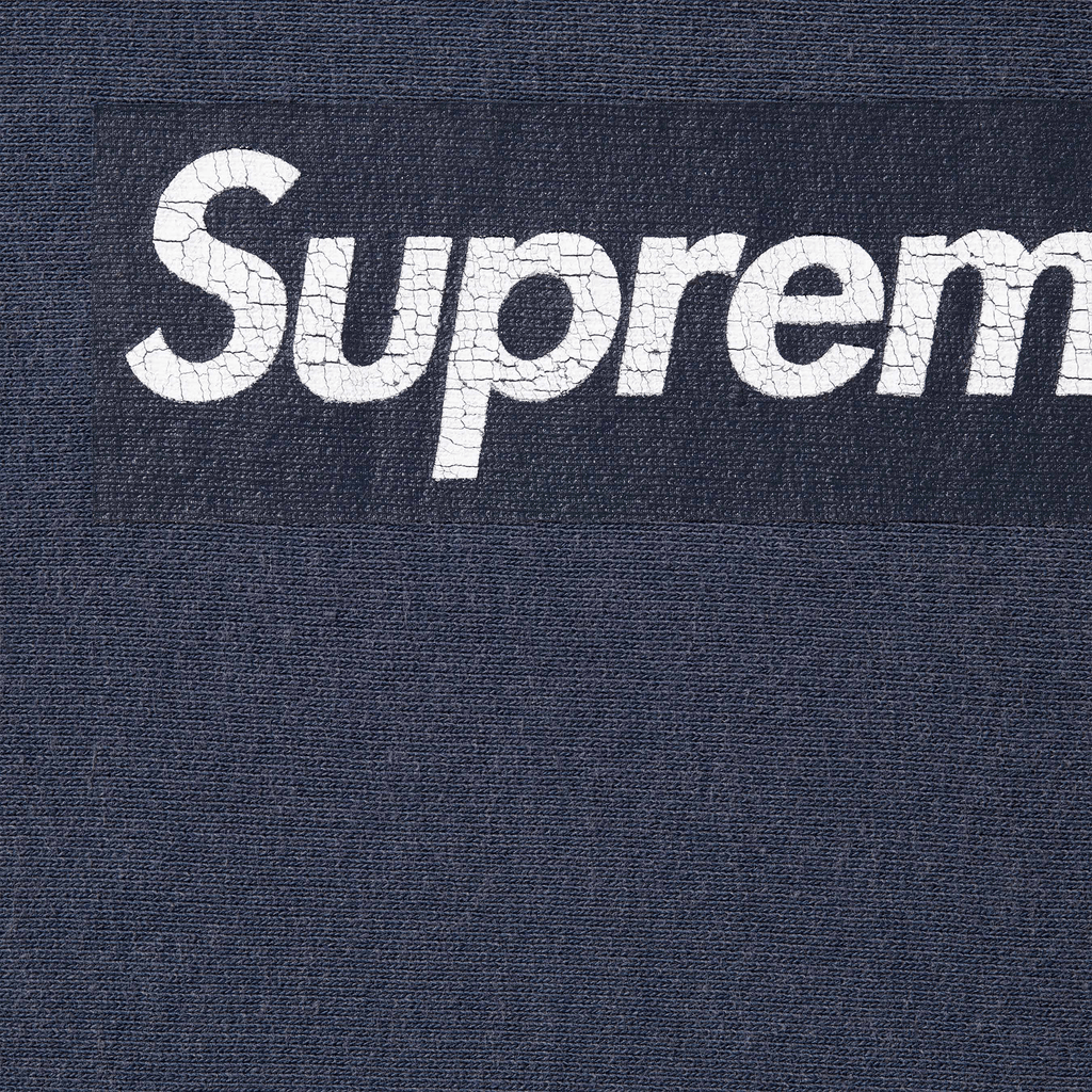 Supreme Washed Box Logo Crewneck 'Navy' (SS25) — XXS — Side View