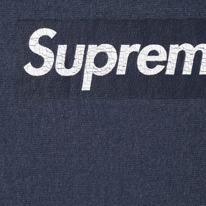Supreme Washed Box Logo Crewneck 'Navy' (SS25) — XXS — Side View