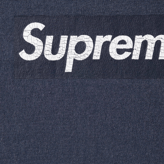 Supreme Washed Box Logo Crewneck 'Navy' (SS25) — XXS — Side View