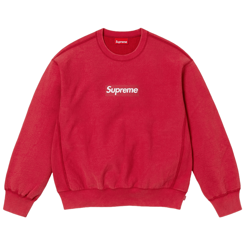 Supreme Washed Box Logo Crewneck 'Red' (SS25) — XXS — Front View