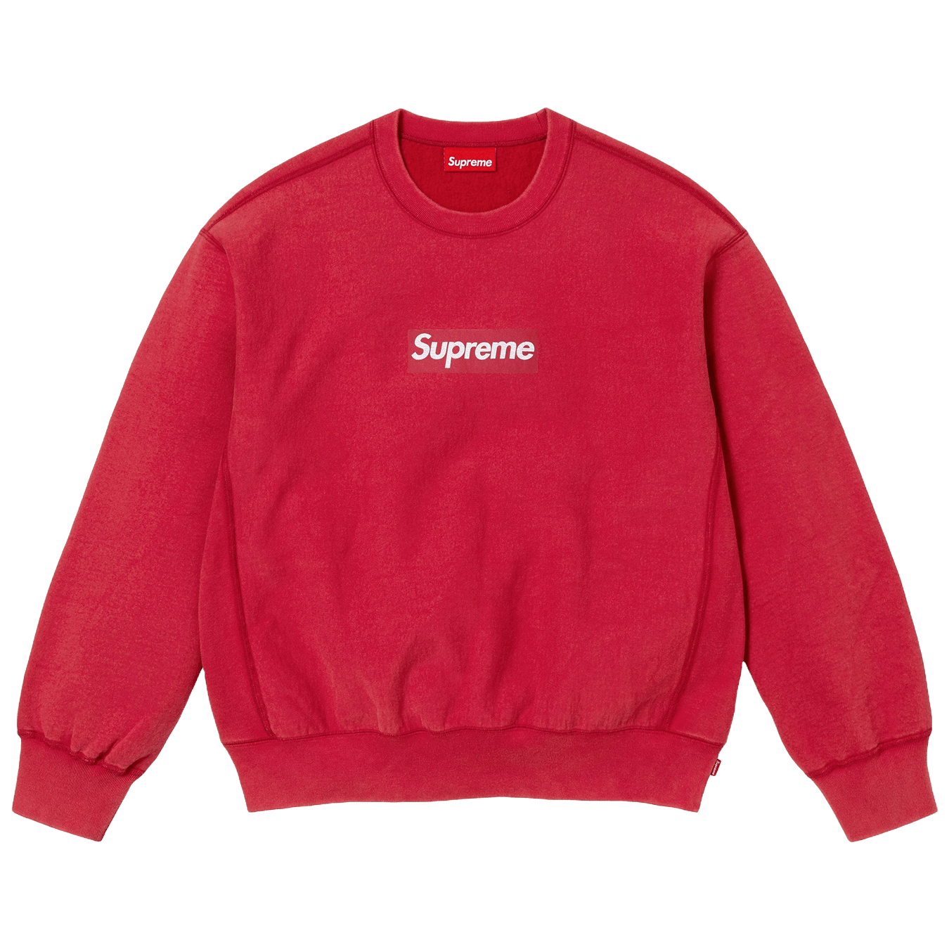 Supreme Washed Box Logo Crewneck 'Red' (SS25) — XXS — Front View
