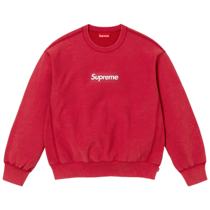 Supreme Washed Box Logo Crewneck 'Red' (SS25) — XXS — Front View