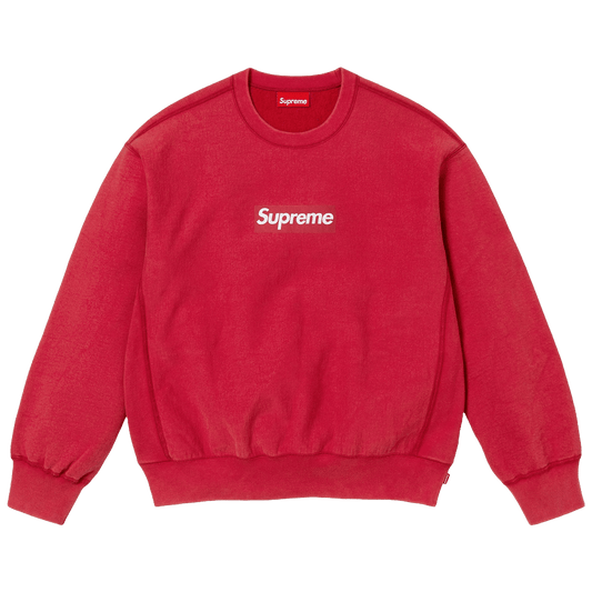 Supreme Washed Box Logo Crewneck 'Red' (SS25) — XXS — Front View