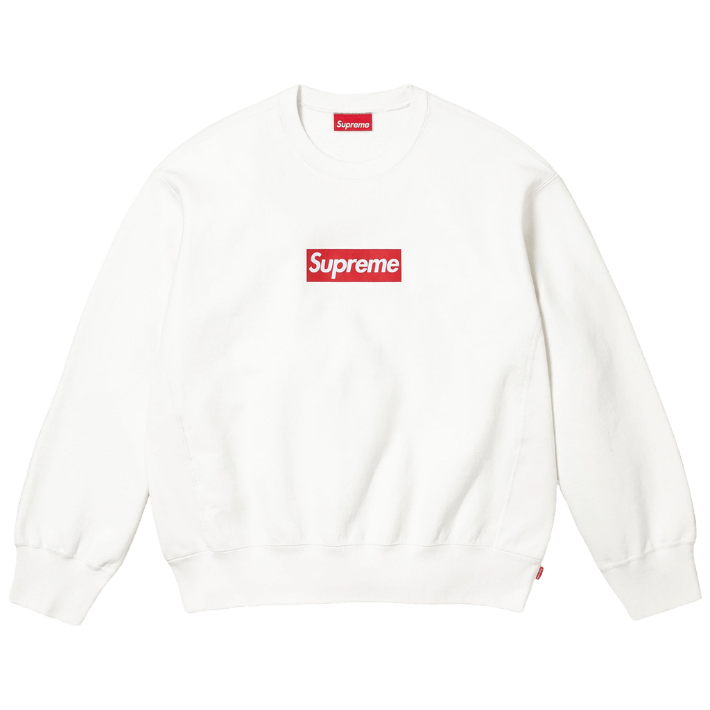 Supreme Washed Box Logo Crewneck 'White' (SS25) — XXS — Front View