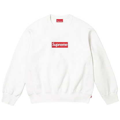 Supreme Washed Box Logo Crewneck 'White' (SS25) — XXS — Front View