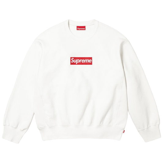 Supreme Washed Box Logo Crewneck 'White' (SS25) — XXS — Front View