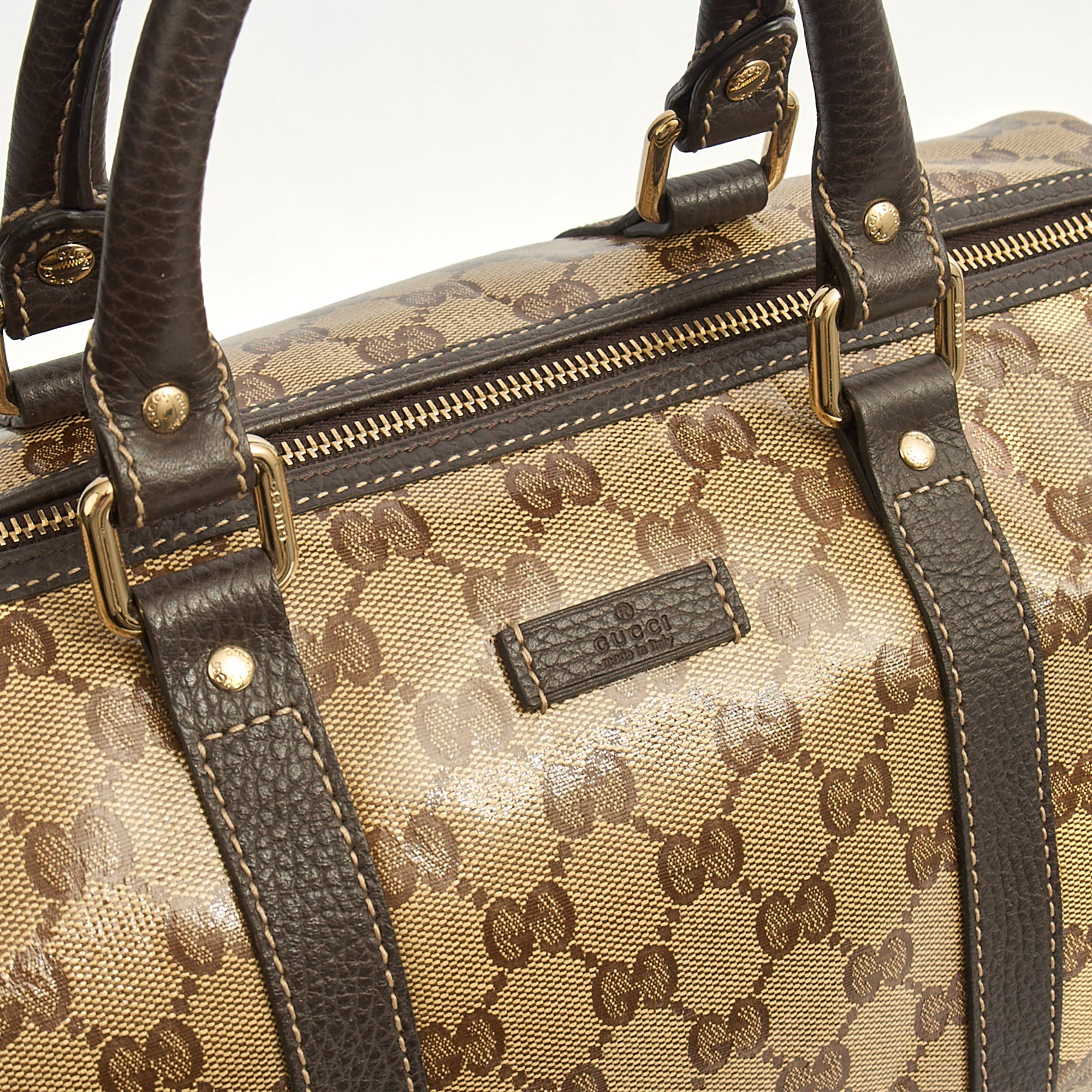 Gucci Tote Boston in GG Supreme, Patent Leather — Lifestyle View