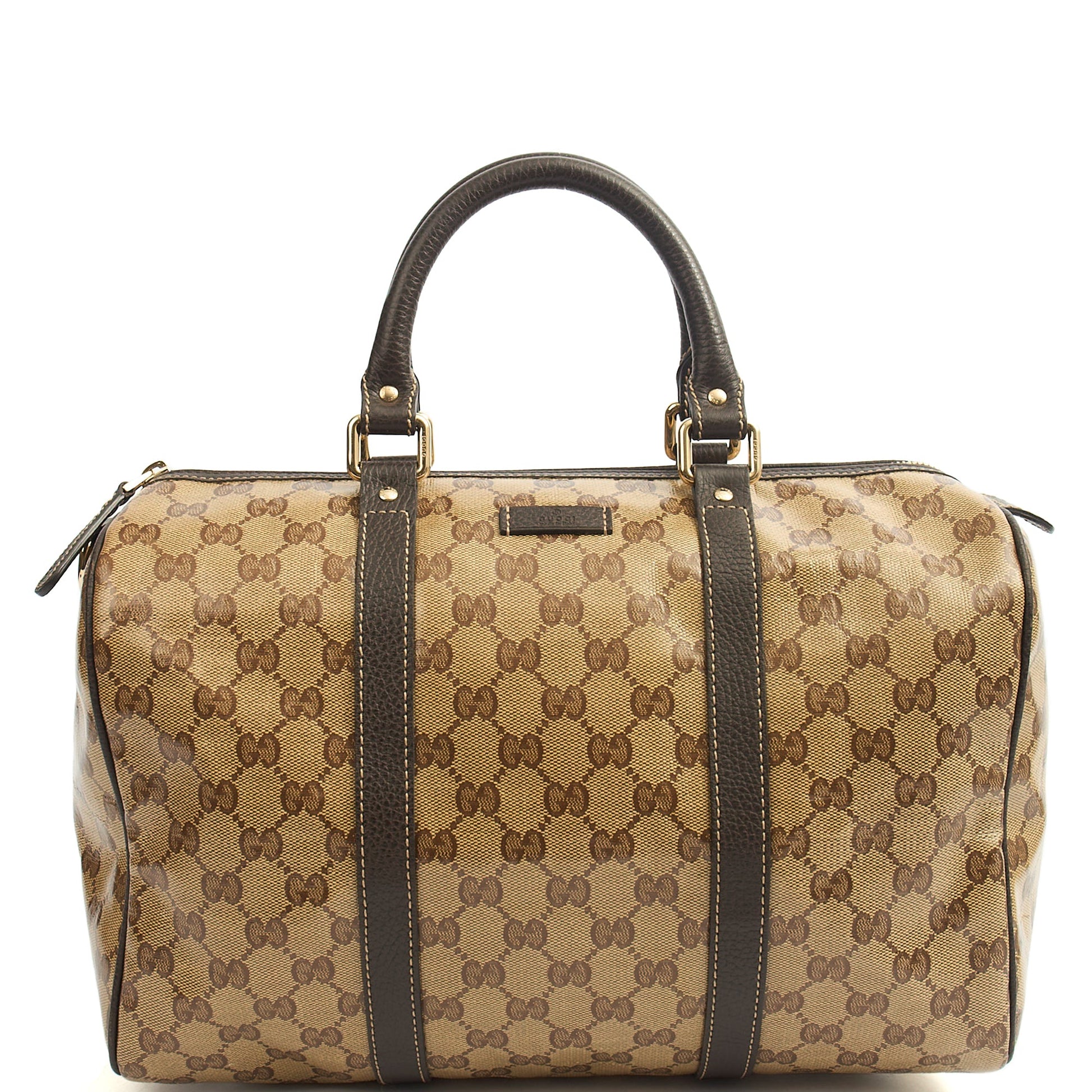 Gucci Tote Boston in GG Supreme, Patent Leather — Front View