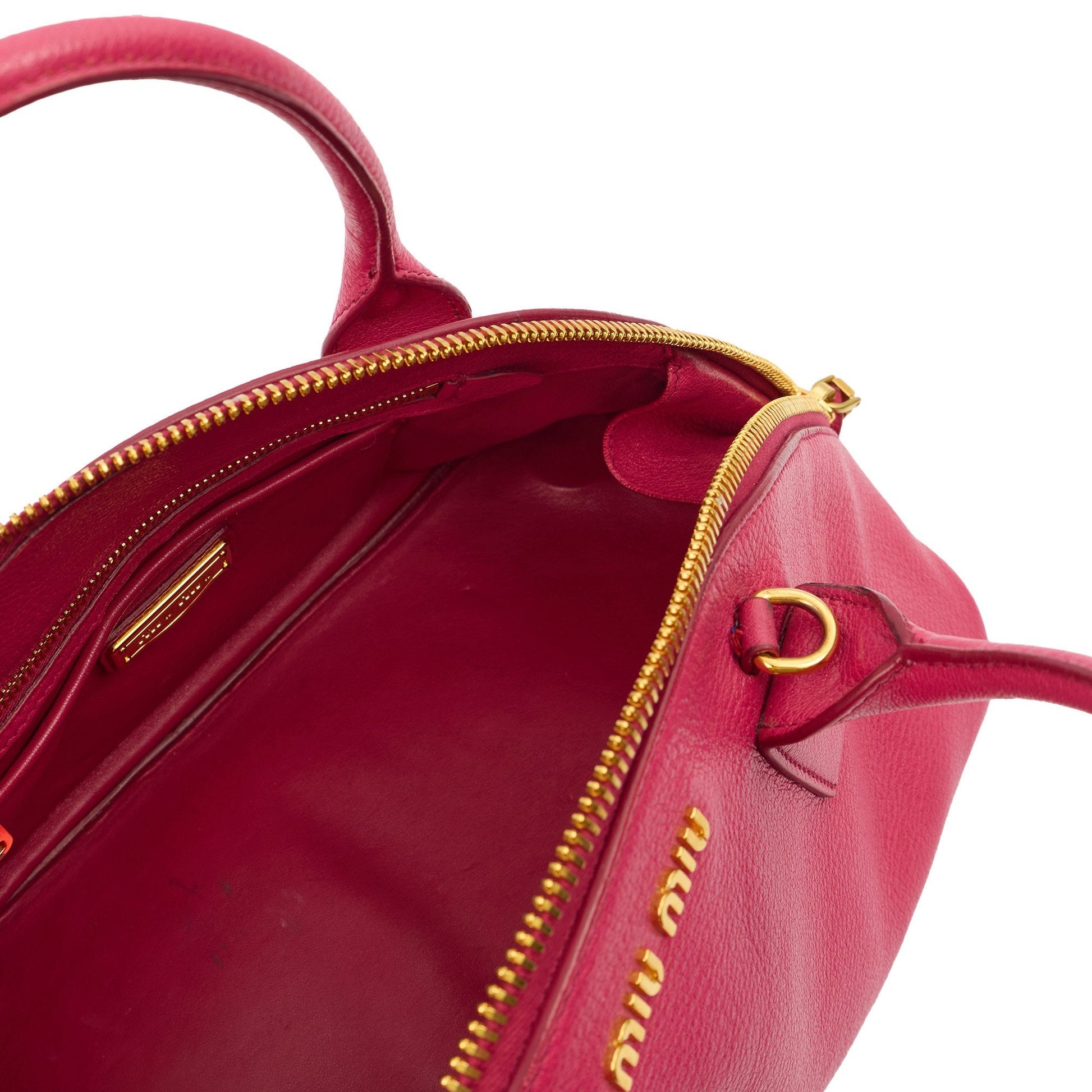 Miu Miu Shoulder Bag Bowling Bag - Small in Pink, Leather — Detail View
