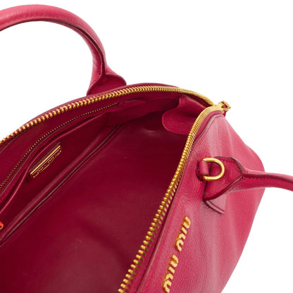 Miu Miu Shoulder Bag Bowling Bag - Small in Pink, Leather — Detail View