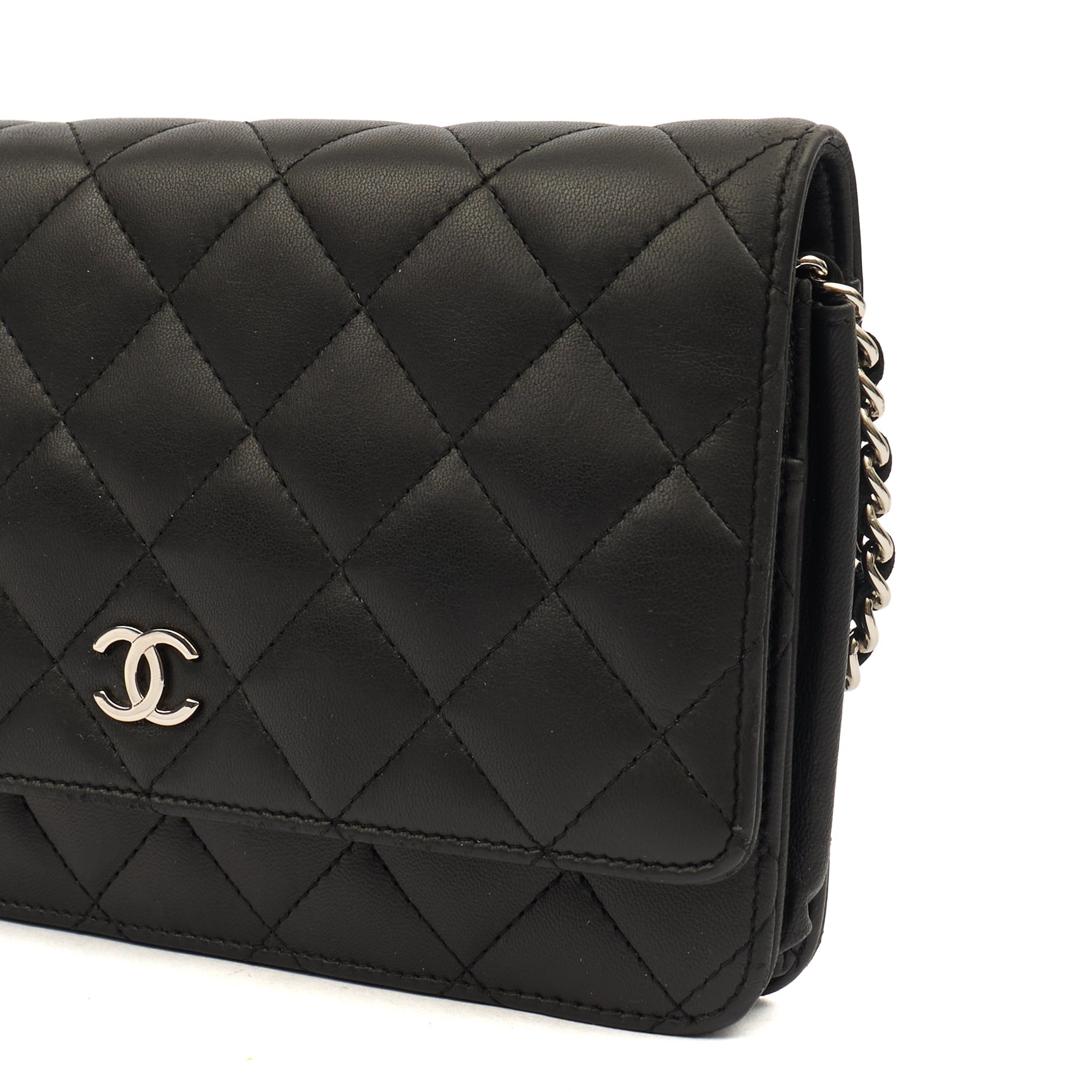 Chanel Cross Body Wallet on Chain in Black, Lambskin Leather — Lifestyle View