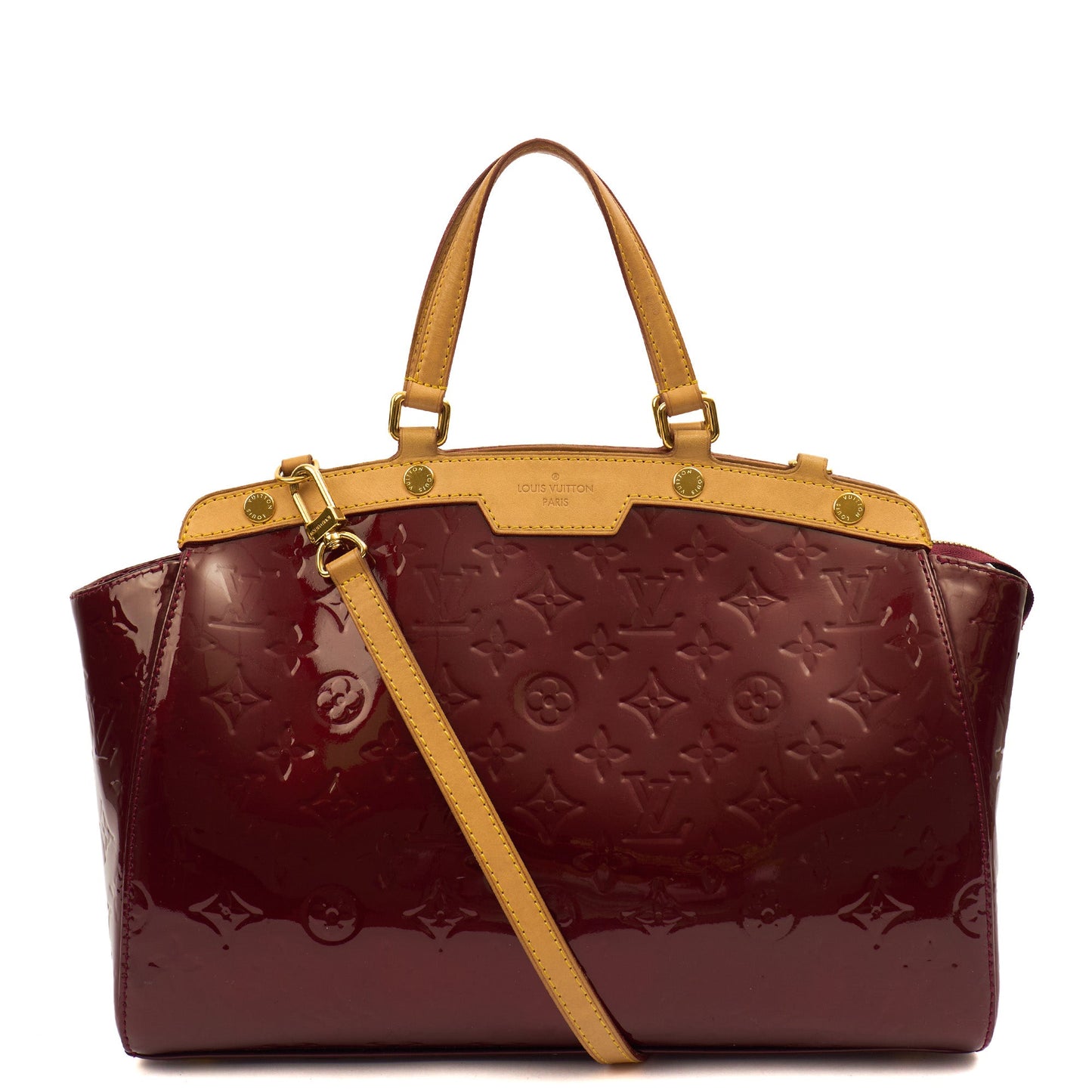 Louis Vuitton Tote Brea MM in Amarante, Vernis — Front View