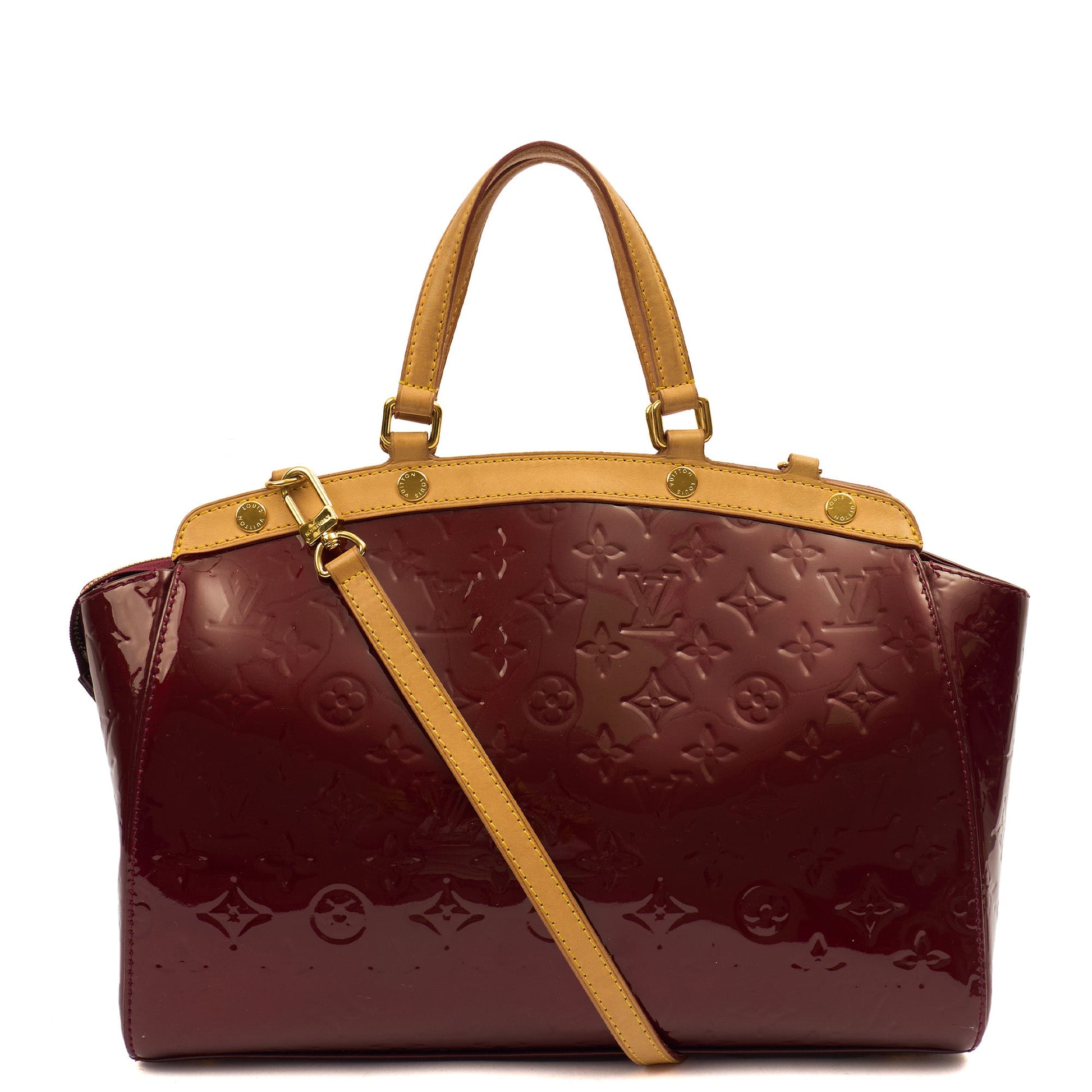 Louis Vuitton Tote Brea MM in Amarante, Vernis — Top View