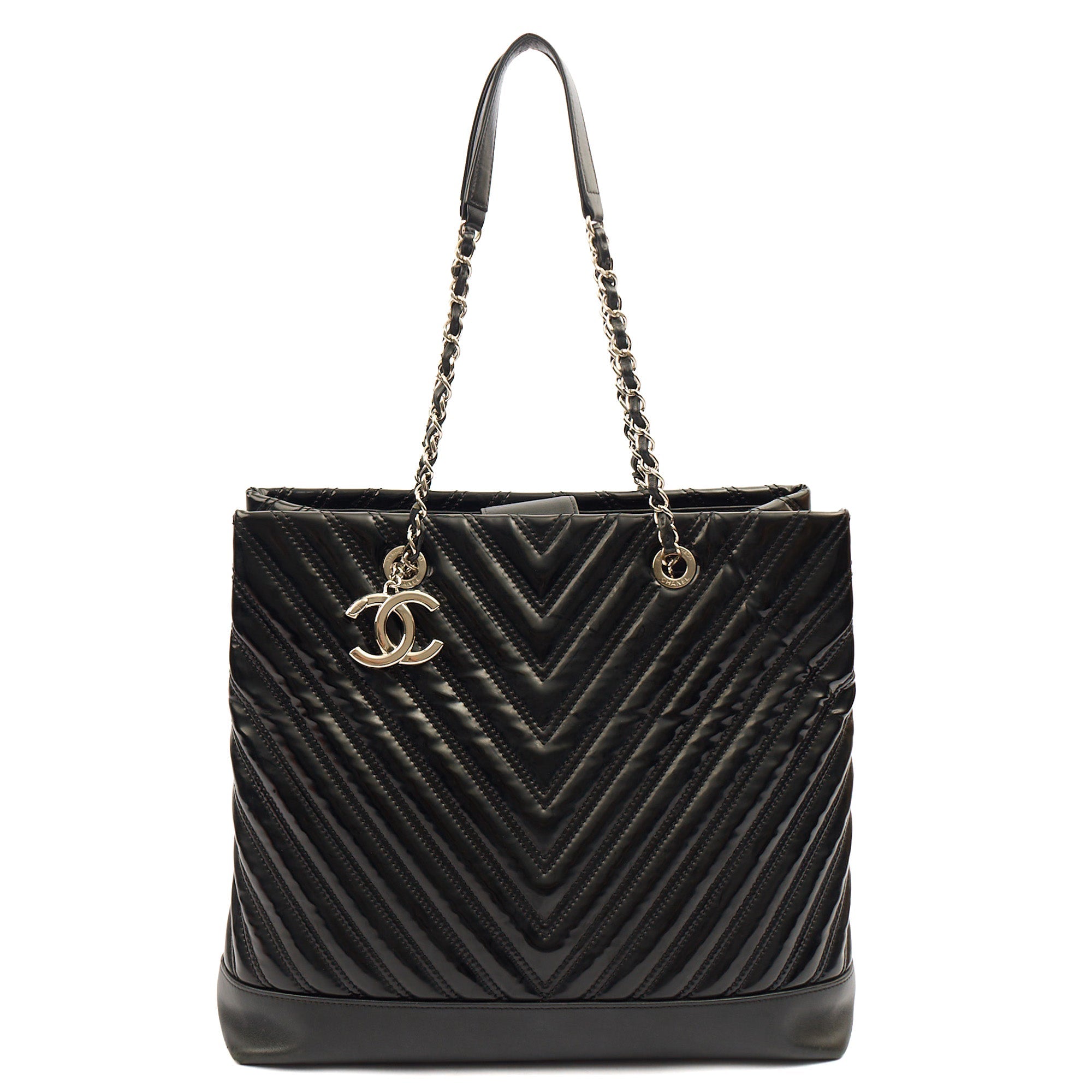 Chanel Tote in Black, Patent Leather — Alternate View 10