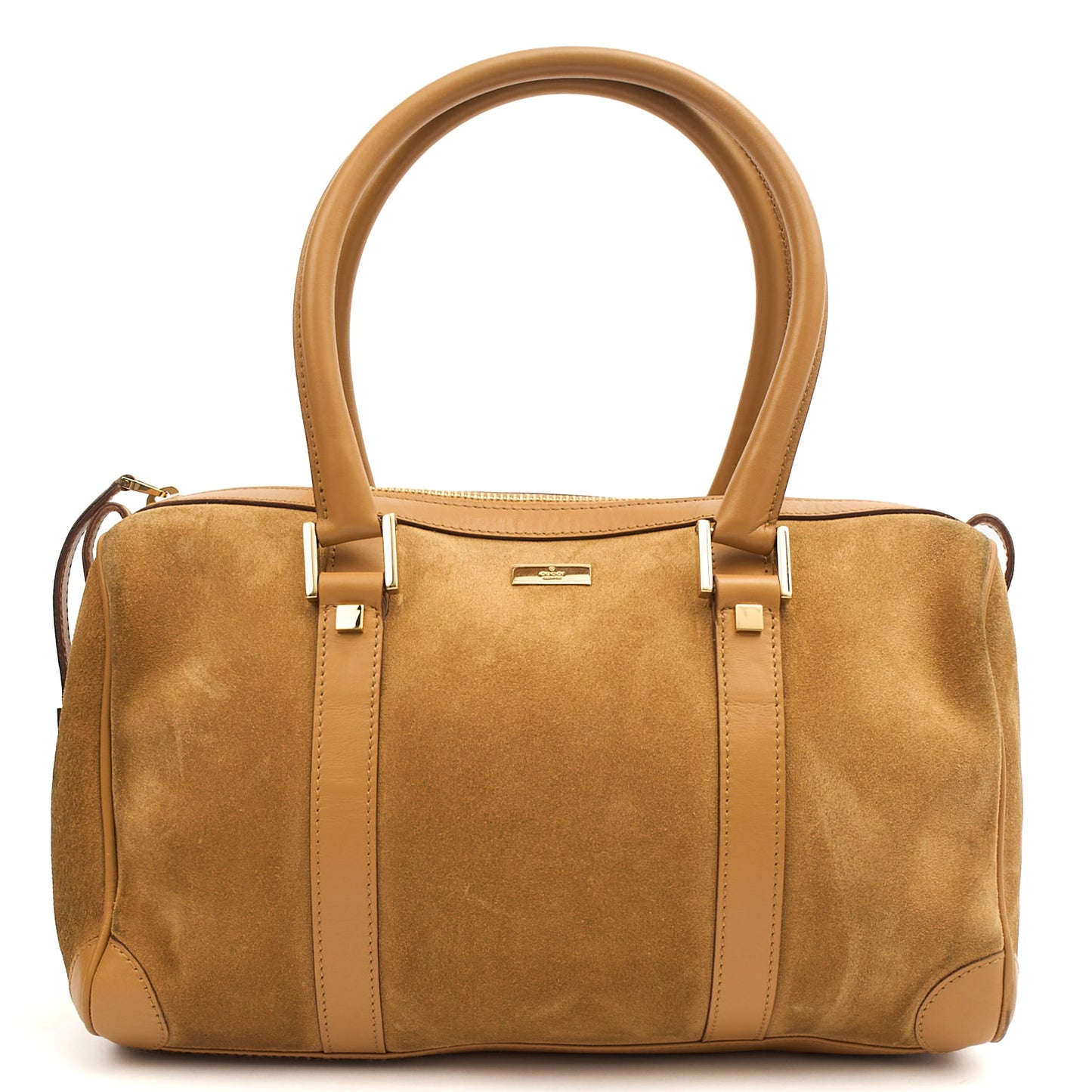 Gucci Tote Boston in Brown, Suede — Front View