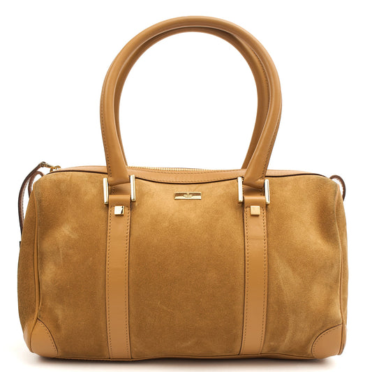 Gucci Tote Boston in Brown, Suede — Front View