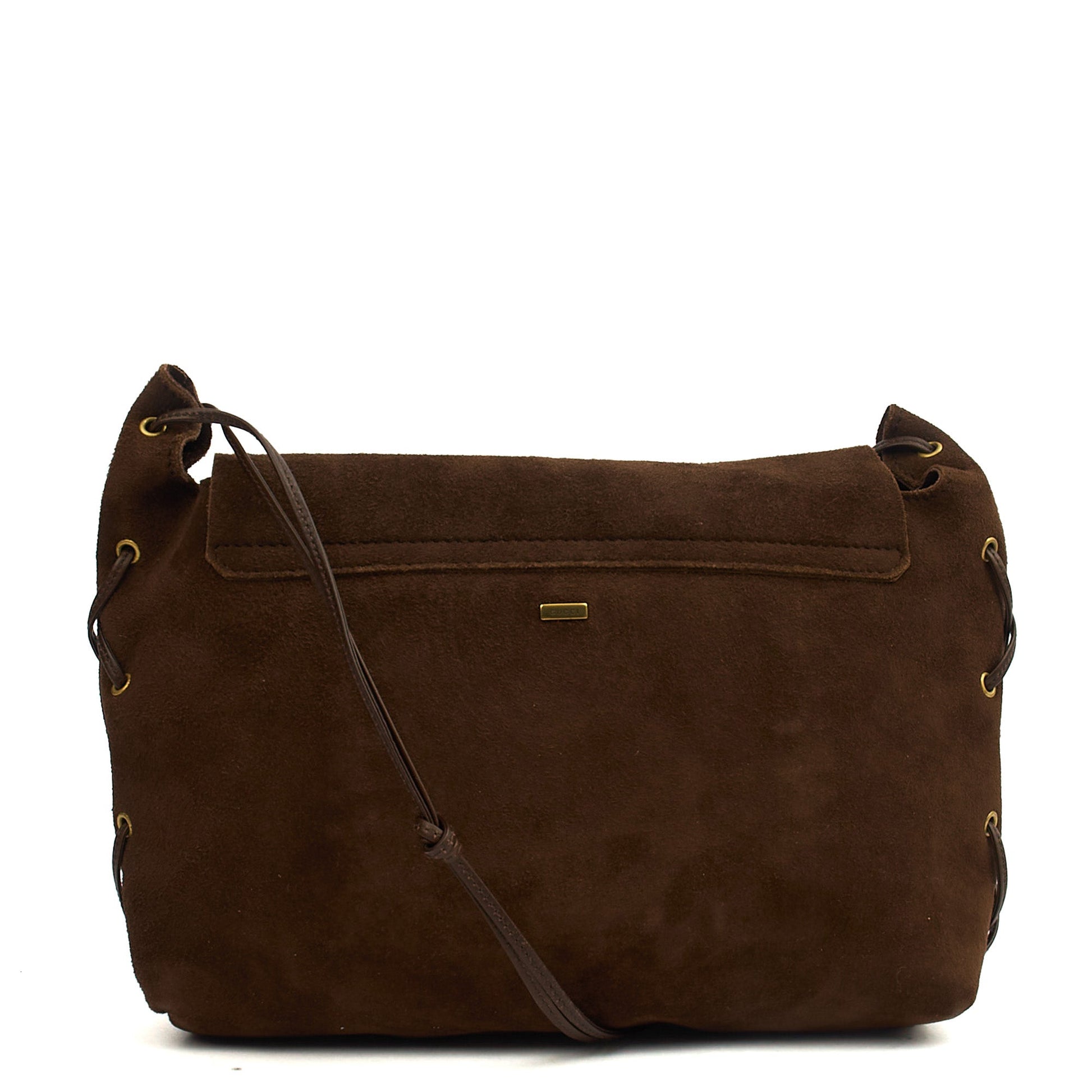 Gucci Crossbody in Brown, Suede — Top View