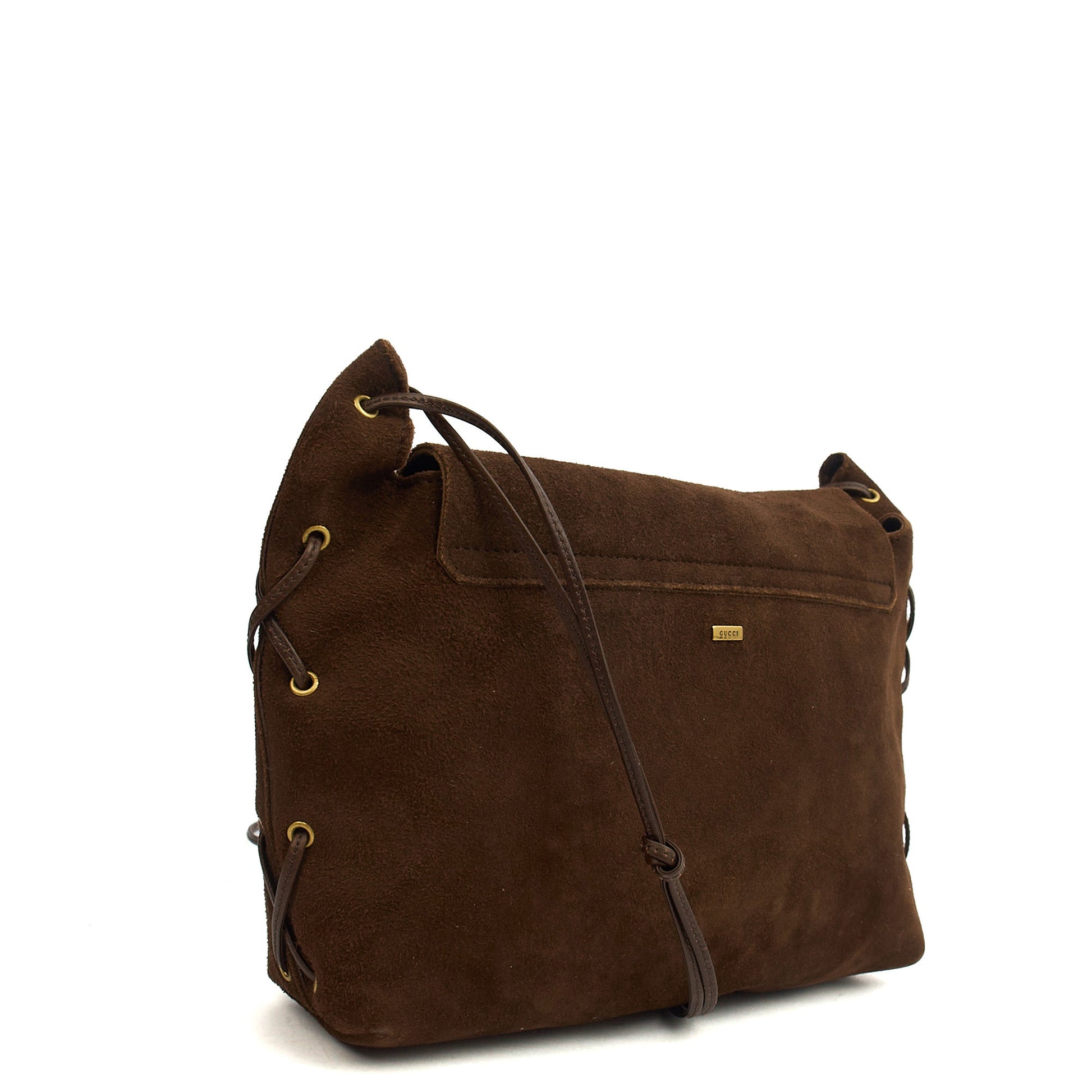 Gucci Crossbody in Brown, Suede — Back View