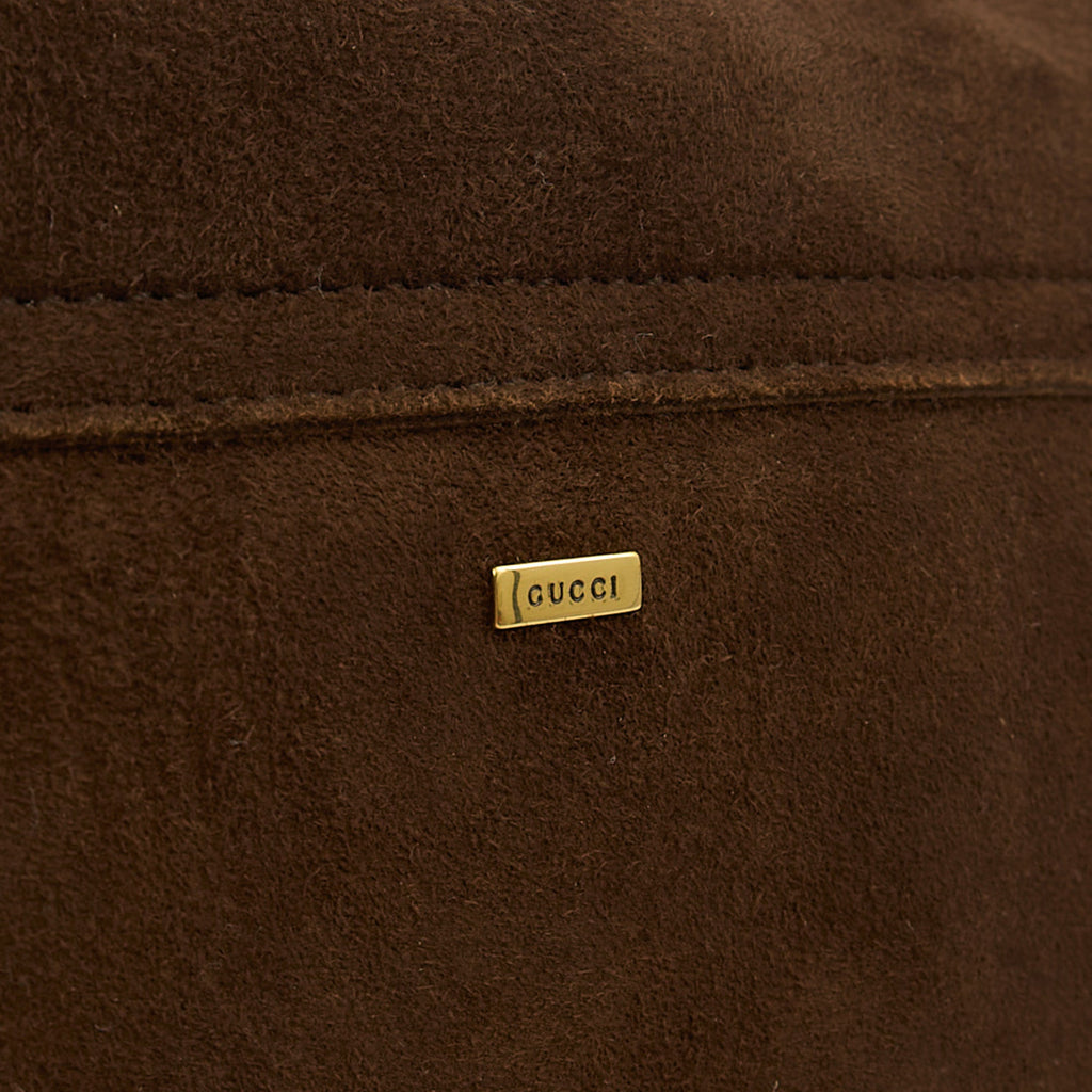 Gucci Crossbody in Brown, Suede — Lifestyle View