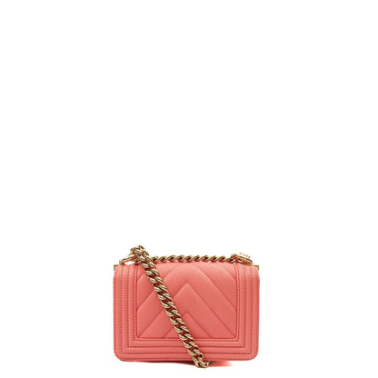 Chanel Mini Bag Boy - Mini in Pink, Caviar Leather — Back View