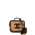 Chanel Cross Body CC Filigree Vanity Case in Neutral, Caviar Leather — Front View