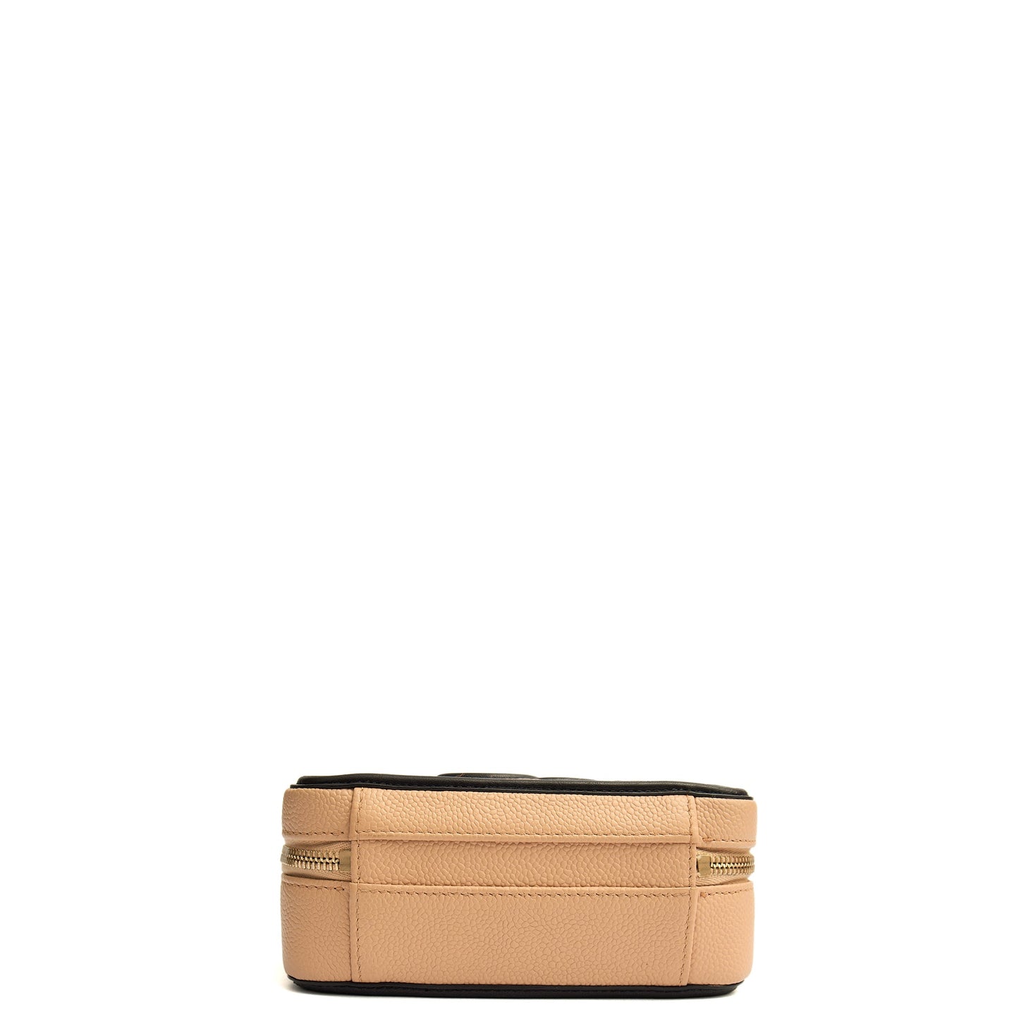 Chanel Cross Body CC Filigree Vanity Case in Neutral, Caviar Leather — Top View