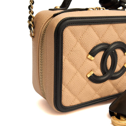 Chanel Cross Body CC Filigree Vanity Case in Neutral, Caviar Leather — Alternate View 28