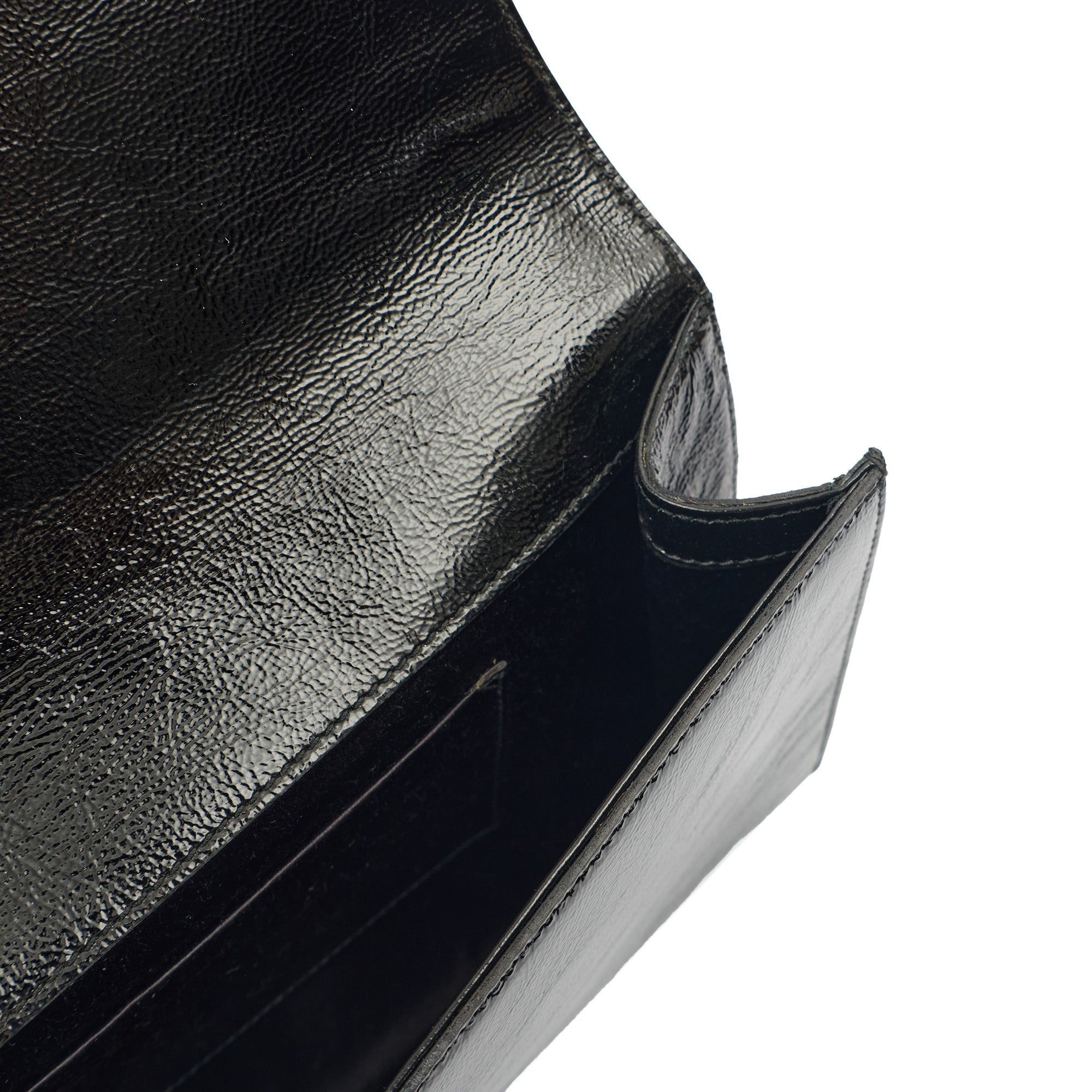 Saint Laurent Clutch Belle De Jour Clutch in Black, Calfskin Leather — Detail View