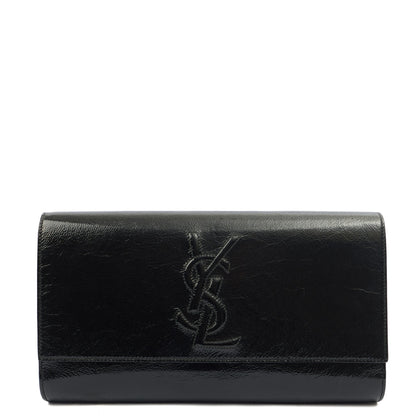 Saint Laurent Clutch Belle De Jour Clutch in Black, Calfskin Leather — Front View