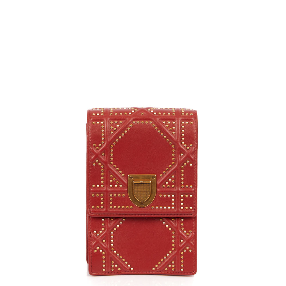 Christian Dior Diorama Pouch in Red, Calfskin — Front View