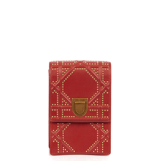 Christian Dior Diorama Pouch in Red, Calfskin — Front View