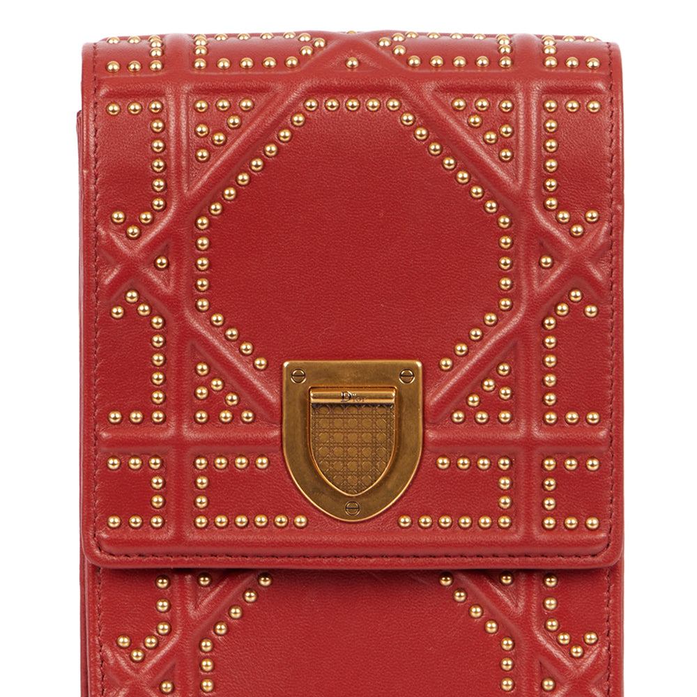 Christian Dior Diorama Pouch in Red, Calfskin — Lifestyle View