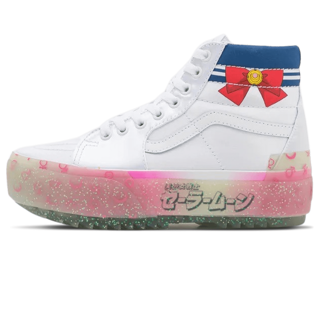 Sailor Moon x Vans Sk8-Hi Stacked 'Pretty Guardian - Silver' — UK 2.5 | EU 34.5 | US 3.5 — Front View