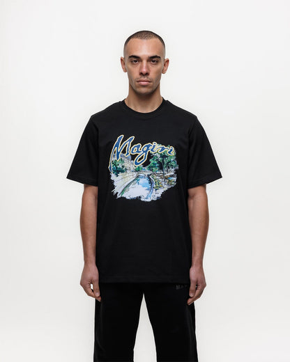 Magiri Seine River Printed T-Shirt 'Black' — Black — Size S — Top View