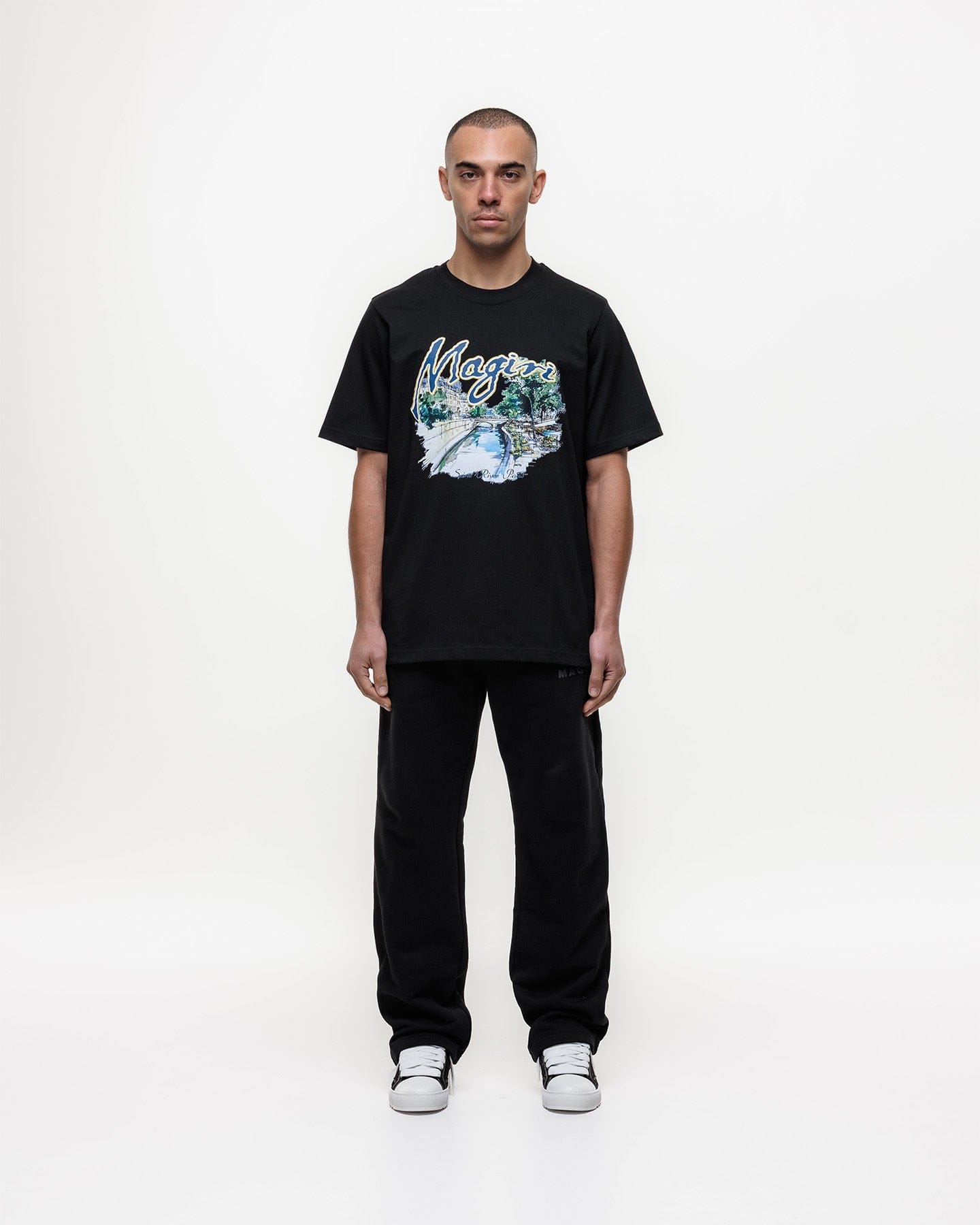 Magiri Seine River Printed T-Shirt 'Black' — Black — Size S — Back View