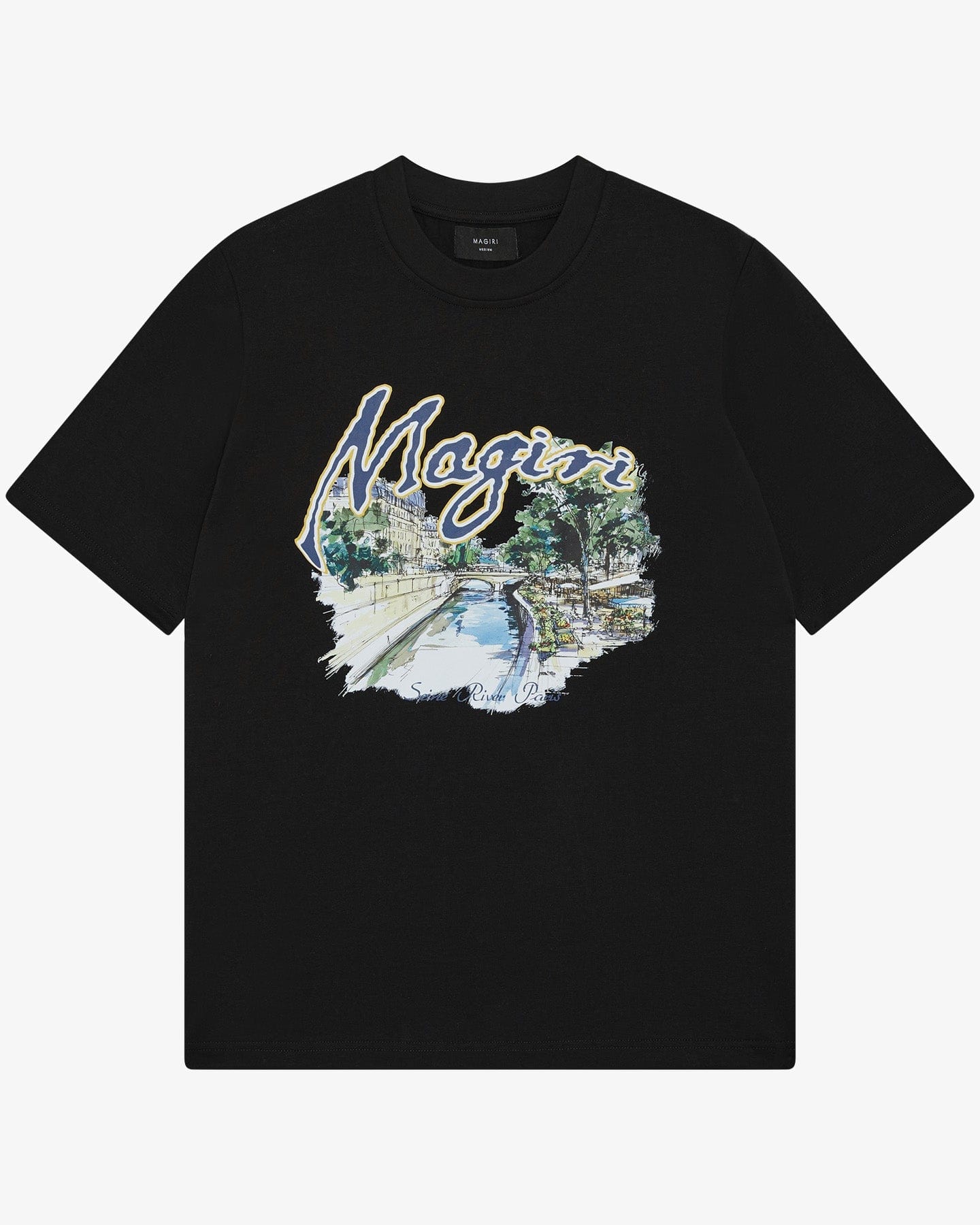 Magiri Seine River Printed T-Shirt 'Black' — Black — Size S — Front View