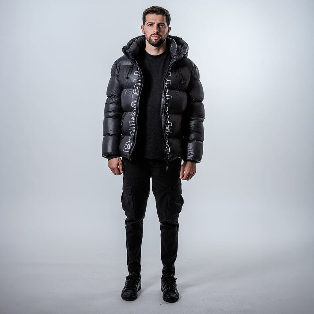 Helvetica Mountain Pioneers Silver 2 Hooded Down Jacket — S — Top View