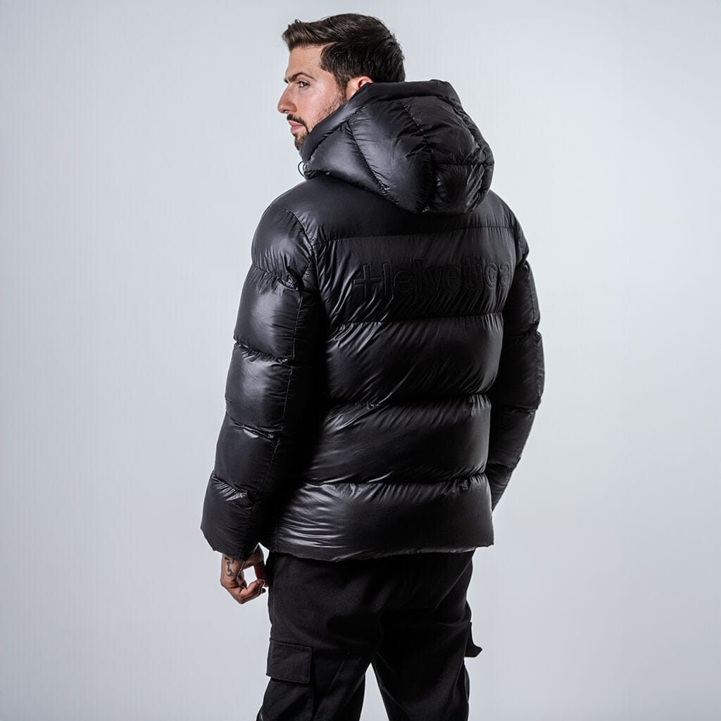 Helvetica Mountain Pioneers Silver 2 Hooded Down Jacket — S — Detail View