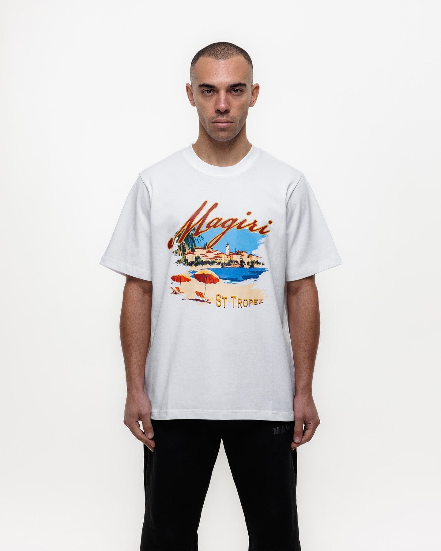 Magiri St. Tropez Printed T-Shirt 'White' — White — Size S — Top View